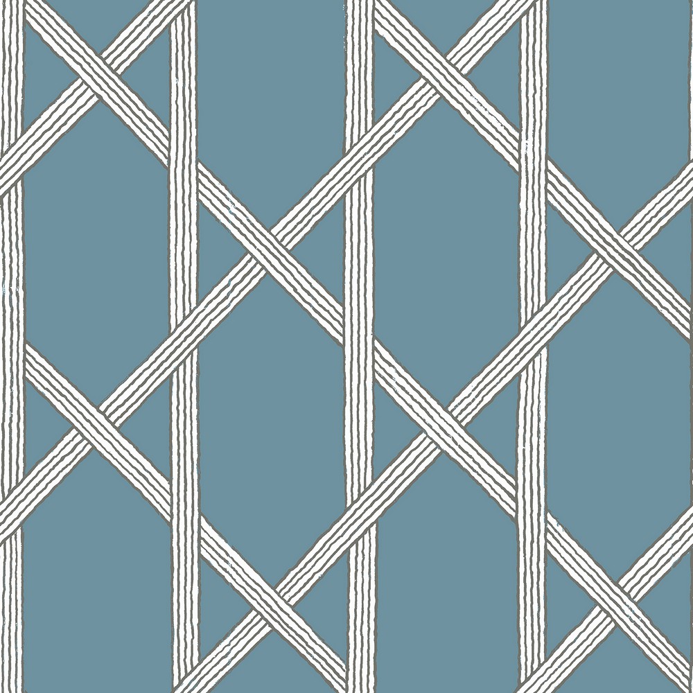 Brewster Wallcovering Mandara Blue Trellis Wallpaper Wallpaper