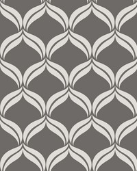 Petals Grey Ogee Wallpaper by  American Silk Mills 