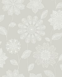 Panache Taupe Floral Wallpaper by  Brewster Wallcovering 