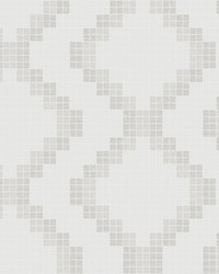 Mosaic Taupe Grid Wallpaper by   