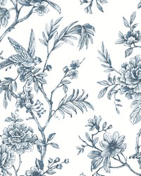 Jessamine Blue Floral Trail Wallpaper by  York Wallcovering 