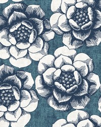 Fanciful Blue Floral Wallpaper by  York Wallcovering 