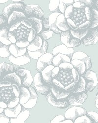 Fanciful Silver Floral Wallpaper by   