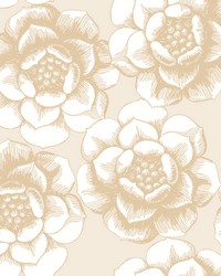 Fanciful Gold Floral Wallpaper by   
