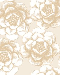Fanciful Gold Floral Wallpaper by  York Wallcovering 
