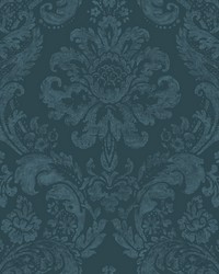 Shadow Blue Damask Wallpaper by   