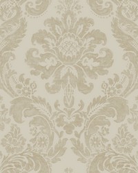 Shadow Khaki Damask Wallpaper by  York Wallcovering 