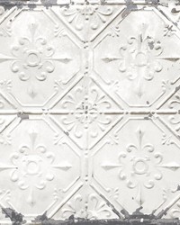 Artisan White Tin Ceiling Wallpaper by   