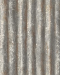 Alloy Silver Corrugated Metal Wallpaper by   