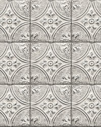 Brasserie Silver Tin Ceiling Tile Wallpaper by   