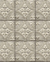 Brasserie White Tin Ceiling Tile Wallpaper by   