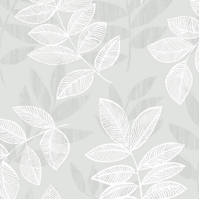 Brewster Wallcovering Chimera Silver Flocked Leaf Wallpaper Wallpaper