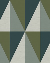 Aspect Green Geometric Faux Grasscloth Wallpaper by   