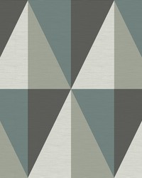 Aspect Teal Geometric Faux Grasscloth Wallpaper by   