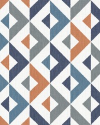 Seesaw Multicolor Geometric Faux Linen Wallpaper by   
