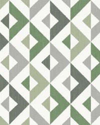 Seesaw Green Geometric Faux Linen Wallpaper by   