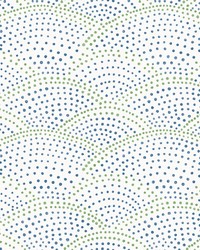 Bennett Blue Dotted Scallop Wallpaper by   