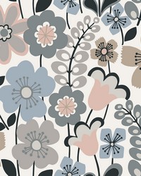 Piper Light Blue Floral Wallpaper by   