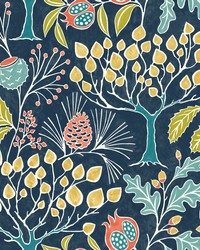 Shiloh Navy Botanical Wallpaper by   