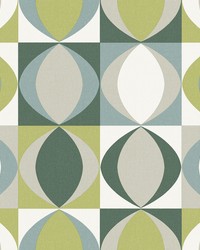 Archer Green Linen Geometric Wallpaper by   