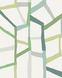 Tate Green Geometric Linen Wallpaper by   