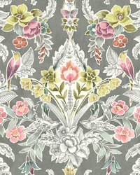 Vera Multicolor Floral Damask Wallpaper by   