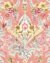 Vera Pink Floral Damask Wallpaper by   