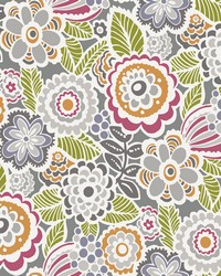 Lucy Multicolor Floral Wallpaper by   