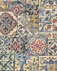 Estrada Multicolor Marrakesh Tiles Wallpaper by   