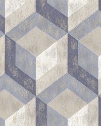 Clarabelle Blue Rustic Wood Tile Wallpaper by   