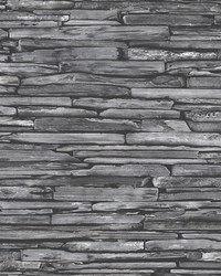 McGuire Grey Stacked Slate Wallpaper by   