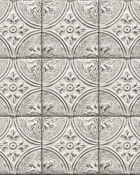 Cornelius White Tin Ceiling Tile Wallpaper by   