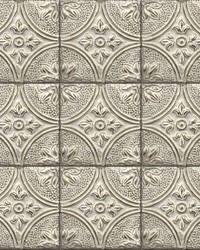 Cornelius Grey Tin Celing Tile Wallpaper by   