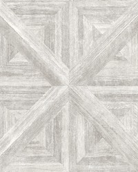 Carriage House White Geometric Wood Wallpaper by   