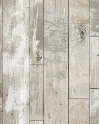 Deena Light Grey Weathered Wood Wallpaper by   