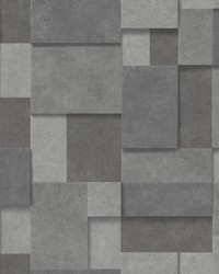 Duchamp Dark Grey Metallic Squares Wallpaper by   