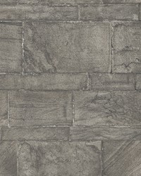 Murray Dark Grey Stone Wall Wallpaper by   
