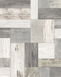 Knock on Wood Neutral Distressed Wallpaper by   