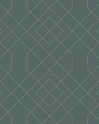 Ballard Teal Geometric Wallpaper by   