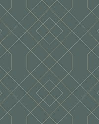 Ballard Teal Geometric Wallpaper by   