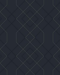Ballard Indigo Geometric Wallpaper by   