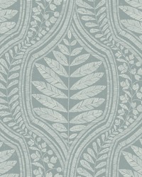 Juno Teal Ogee Wallpaper by  Roth and Tompkins Textiles 