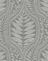 Juno Dark Grey Ogee Wallpaper by  Roth and Tompkins Textiles 