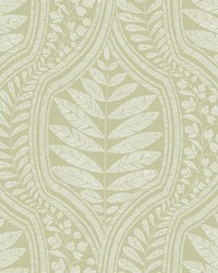 Juno Green Ogee Wallpaper by  Roth and Tompkins Textiles 
