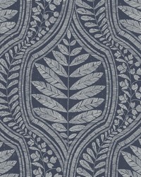 Juno Indigo Ogee Wallpaper by  Roth and Tompkins Textiles 
