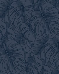 Balboa Indigo Botanical Wallpaper by   