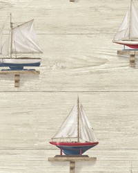 Set Sail Beige Wood Wallpaper by   