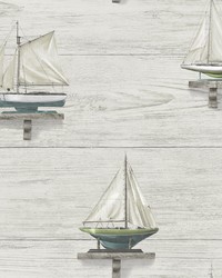Set Sail White Wood Wallpaper by   