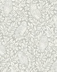 Parliament Light Grey Owl Wallpaper by  Old World Weavers 