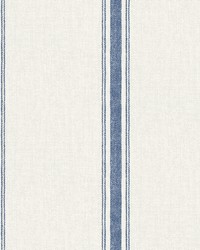 Linette Blue Fabric Stripe Wallpaper by   